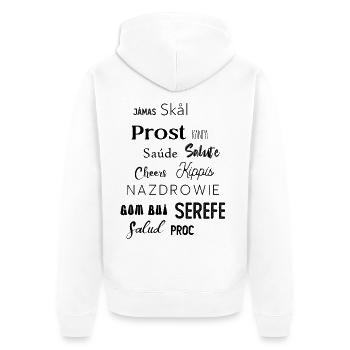 Cheers Prost Salute - Unisex Premium Bio Zip Hoodie - Weiß - Hinten - Thijin (182cm)