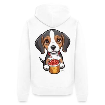 Tiny Beagle Pup - Unisex Premium Organic Zip Hoodie - white - Back - Thijin (182cm)