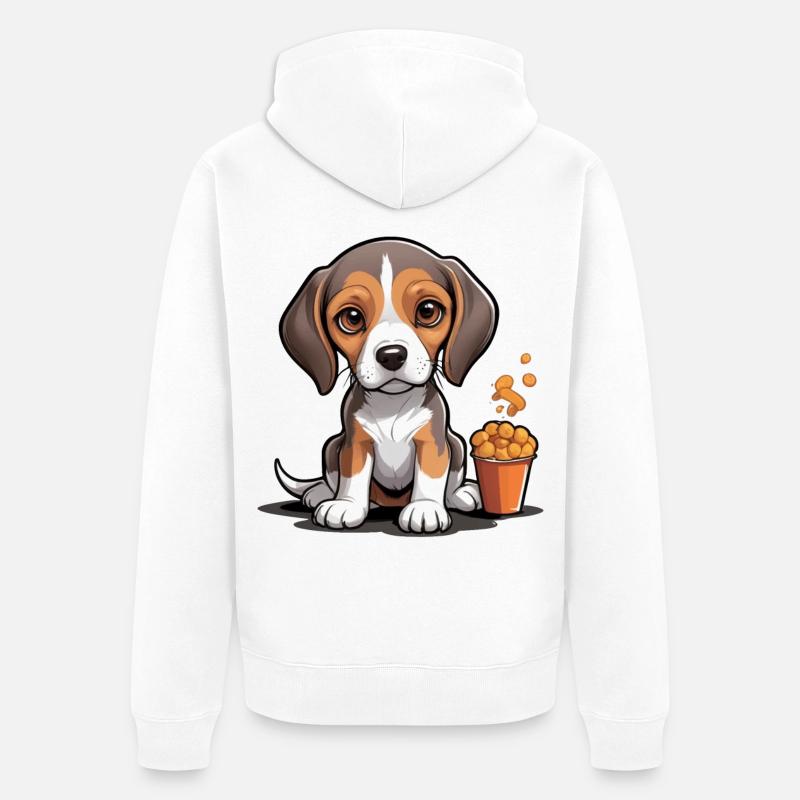 L’heure de la collation Beagle - Veste à capuche bio Premium Unisexe - blanc