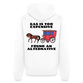 Tanken Cooler Spruch Energiespeicher Strom - Unisex Premium Bio Zip Hoodie - Weiß - Hinten - Thijin (182cm)