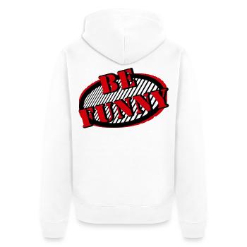 be funny - Unisex Premium Bio Zip Hoodie - Weiß - Hinten - Thijin (182cm)