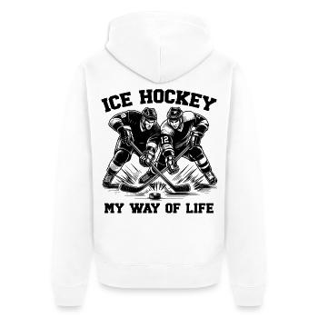 Hockey sur glace Statement Fan Outfit Maillot Maillot - Veste à capuche bio Premium Unisexe - blanc - Dos - Thijin (182cm)