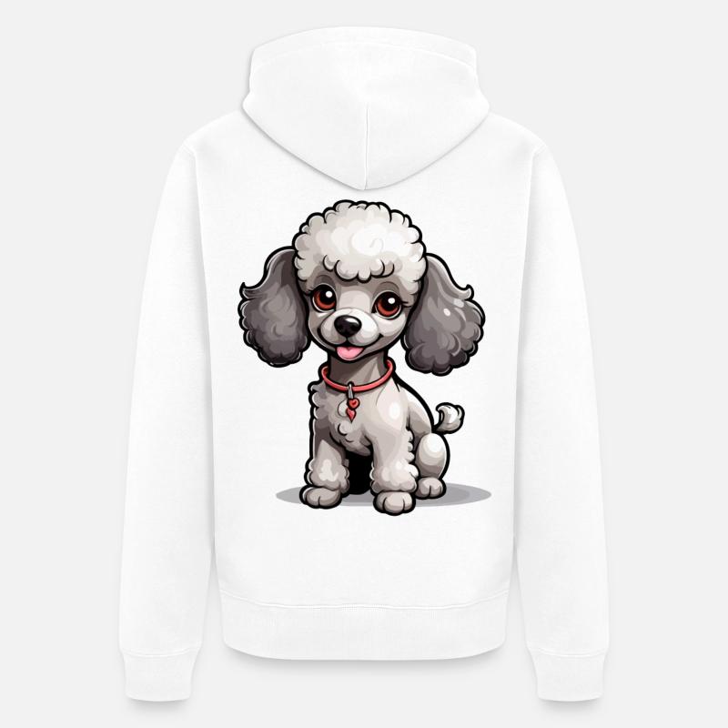 Caniche gris avec collier - Veste à capuche bio Premium Unisexe - blanc