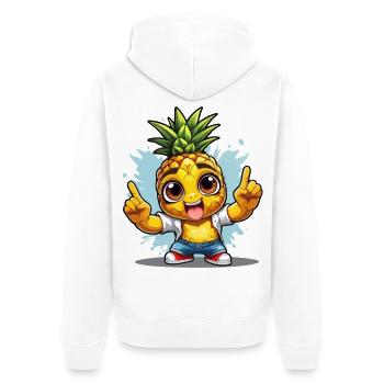 Ananas mit Guter Laune - Unisex Premium Bio Zip Hoodie - Weiß - Hinten - Thijin (182cm)