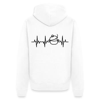 Kochtopf EKG Herzlinie - Unisex Premium Bio Zip Hoodie - Weiß - Hinten - Thijin (182cm)