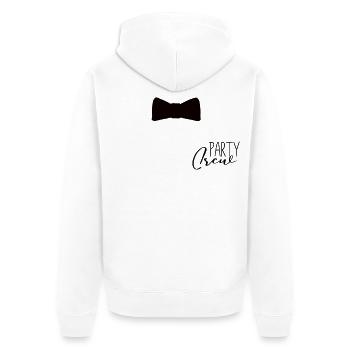 Party Crew – Team Outfit für Feiern - Unisex Premium Bio Zip Hoodie - Weiß - Hinten - Thijin (182cm)