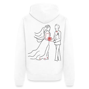 Hochzeit Braut und Bräutigam - Unisex Premium Bio Zip Hoodie - Weiß - Hinten - Thijin (182cm)