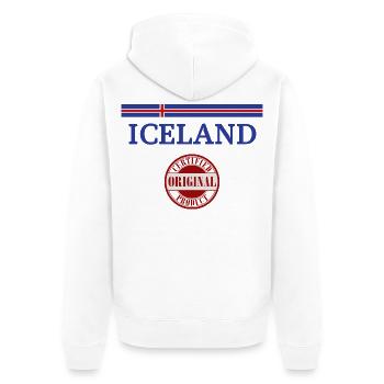 Drapeau de l’Islande, fierté islandaise - Veste à capuche bio Premium Unisexe - blanc - Dos - Thijin (182cm)