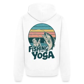Fishing Yoga Fishing Fisherman Angler Relaxation - Unisex Premium Organic Zip Hoodie - white - Back - Thijin (182cm)