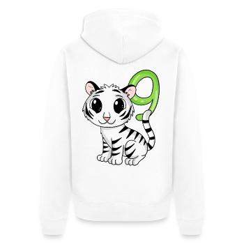 9. Geburtstag Motiv Tiger - 9 Jahre - Unisex Premium Bio Zip Hoodie - Weiß - Hinten - Thijin (182cm)