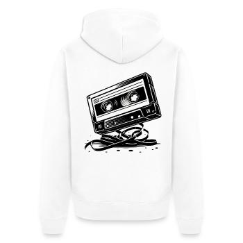 Music cassette in retro style 80s and 90s style - Unisex Premium Organic Zip Hoodie - white - Back - Thijin (182cm)