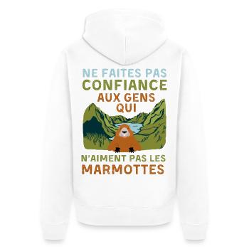 Marmottes - Veste à capuche bio Premium Unisexe - blanc - Dos - Thijin (182cm)