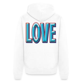 LOVE 3D cutout - Unisex Premium Organic Zip Hoodie - white - Back - Thijin (182cm)