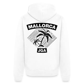 Mallorca – JGA unter Palmen 2C - Unisex Premium Bio Zip Hoodie - Weiß - Hinten - Thijin (182cm)