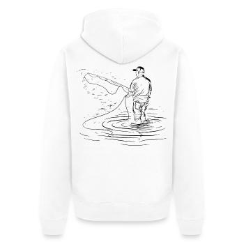 Dessin de pêche - Veste à capuche bio Premium Unisexe - blanc - Dos - Thijin (182cm)