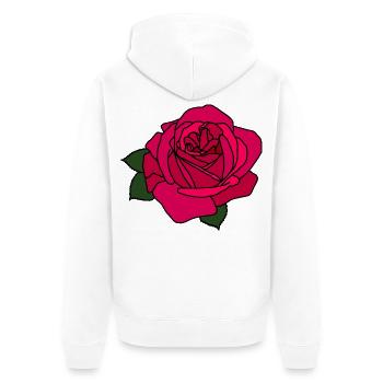 Pink Rose - Unisex Premium Organic Zip Hoodie - white - Back - Thijin (182cm)