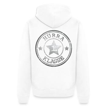 Hurrah 1st Class - Emblem with Star - Silver - Unisex Premium Organic Zip Hoodie - white - Back - Thijin (182cm)