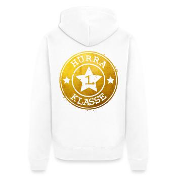 Hurrah 1ère classe - emblème doré avec étoile - Veste à capuche bio Premium Unisexe - blanc - Dos - Thijin (182cm)