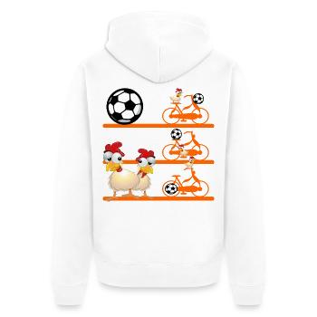 Pays-Bas poulets vélo football - Veste à capuche bio Premium Unisexe - blanc - Dos - Thijin (182cm)