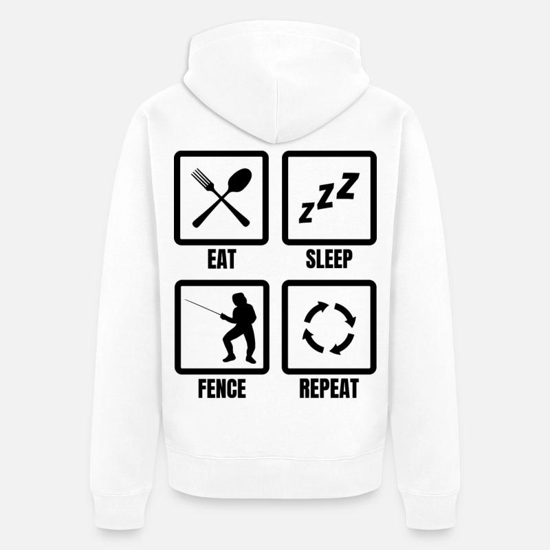 Routine quotidienne de l’escrimeur - Veste à capuche bio Premium Unisexe - blanc