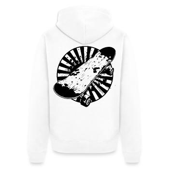 Skateboard Zeichnung - Unisex Premium Bio Zip Hoodie - Weiß - Hinten - Thijin (182cm)
