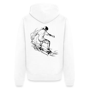 Skater Drawing - Unisex Premium Organic Zip Hoodie - white - Back - Thijin (182cm)