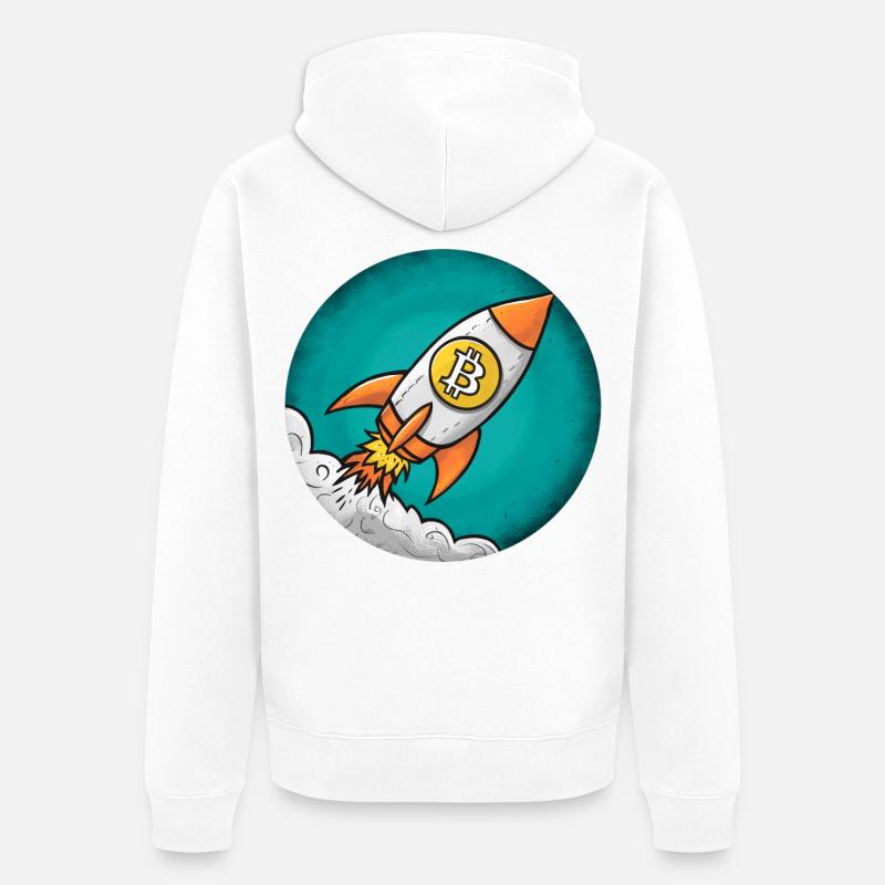 Fusée crypto : Bitcoin sur la lune ! - Veste à capuche bio Premium Unisexe - blanc