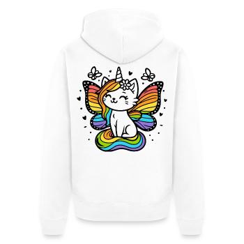 Chat licorne ailé (coloré) - Veste à capuche bio Premium Unisexe - blanc - Dos - Thijin (182cm)