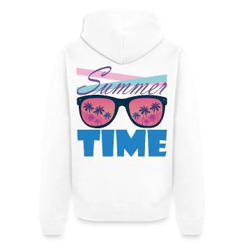 Sommerzeit Palmen-Sonnenbrille - Unisex Premium Bio Zip Hoodie - Weiß - Hinten - Thijin (182cm)