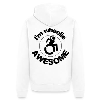 This wheelchair user is wheelie awesome # - Unisex Premium Organic Zip Hoodie - white - Back - Thijin (182cm)