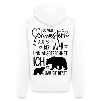 So viele Schwestern auf der Welt - Beste Schwester - Unisex Premium Bio Zip Hoodie - Weiß - Hinten - Thijin (182cm)