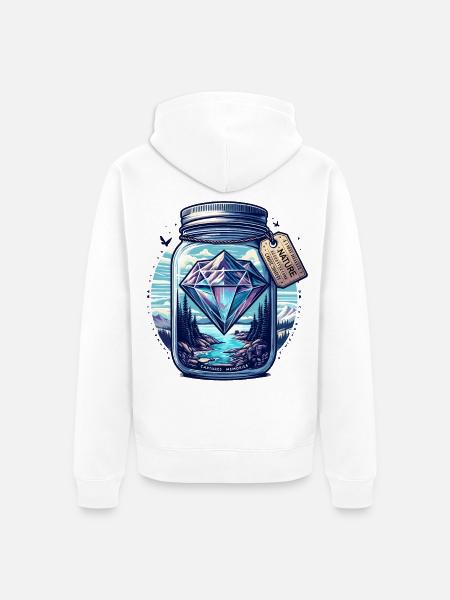 Diamant Natur Landschaft im Glas - Unisex Premium Bio Zip Hoodie - Weiß