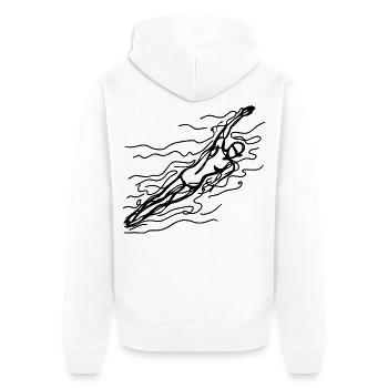 Schwimmer Skizze - Unisex Premium Bio Zip Hoodie - Weiß - Hinten - Thijin (182cm)