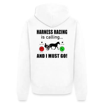 Trotting Racing Horse Trotting Racing IS-CALLING Horses - Unisex Premium Organic Zip Hoodie - white - Back - Thijin (182cm)