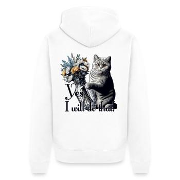 BKH Britisch Kurzhaar Katze Vase umkippen Geschenk - Unisex Premium Bio Zip Hoodie - Weiß - Hinten - Thijin (182cm)