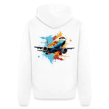 Airplane Graffiti - Unisex Premium Organic Zip Hoodie - white - Back - Thijin (182cm)