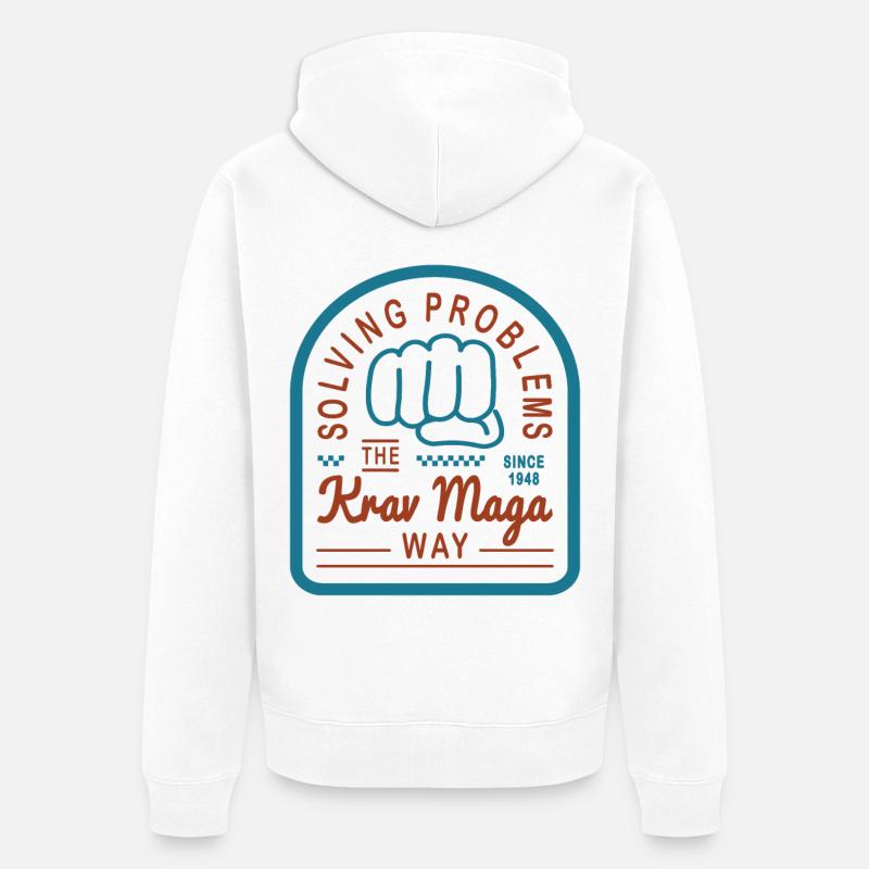 Solving problems the Krav Maga way - Unisex Premium Bio Zip Hoodie - Weiß