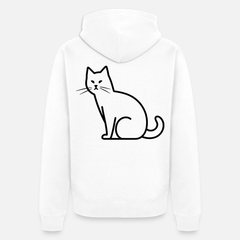 Dessin de chat - Veste à capuche bio Premium Unisexe - blanc