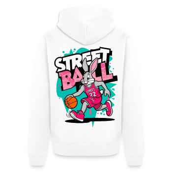 Basketball Hase - Unisex Premium Bio Zip Hoodie - Weiß - Hinten - Thijin (182cm)