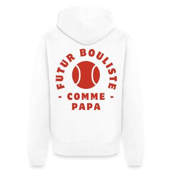 Künftiger Bowler wie Papa - Unisex Premium Bio Zip Hoodie - Weiß - Hinten - Thijin (182cm)