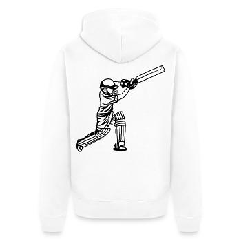 Cricket Boy - Unisex Premium Organic Zip Hoodie - white - Back - Thijin (182cm)