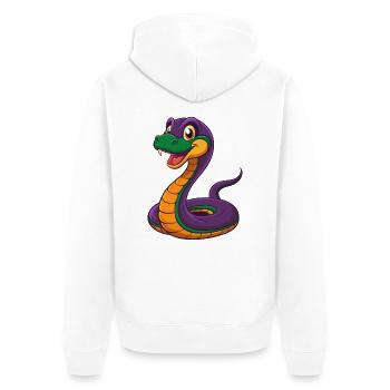 serpent drôle kawaii personnage de dessin animé clipart - Veste à capuche bio Premium Unisexe - blanc - Dos - Thijin (182cm)