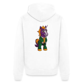 Licorne drôle Kawaii dessin animé Personnage Clipart - Veste à capuche bio Premium Unisexe - blanc - Dos - Thijin (182cm)