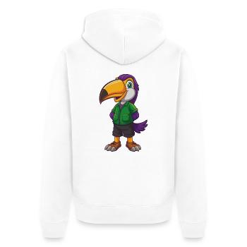 Toucan Funny Kawaii Cartoon Character Clipart - Unisex Premium Organic Zip Hoodie - white - Back - Thijin (182cm)