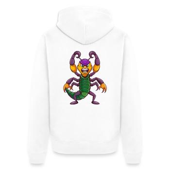 Skorpion Lustige Kawaii Cartoon Figur Clipart - Unisex Premium Bio Zip Hoodie - Weiß - Hinten - Thijin (182cm)