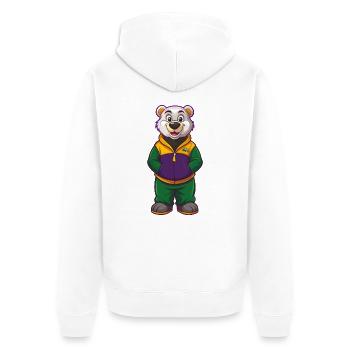 ours polaire drôle kawaii dessin animé personnage clipart - Veste à capuche bio Premium Unisexe - blanc - Dos - Thijin (182cm)