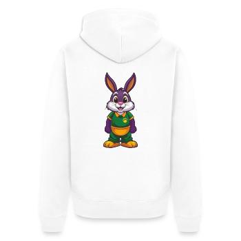 Rabbit Funny Kawaii Cartoon Character Clipart - Unisex Premium Organic Zip Hoodie - white - Back - Thijin (182cm)