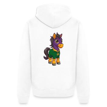 poney drôle kawaii dessin animé personnage clipart - Veste à capuche bio Premium Unisexe - blanc - Dos - Thijin (182cm)