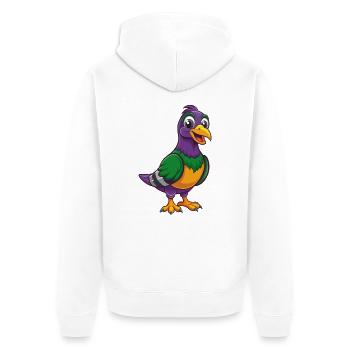 Taube Lustige Kawaii Cartoon Figur Clipart - Unisex Premium Bio Zip Hoodie - Weiß - Hinten - Thijin (182cm)