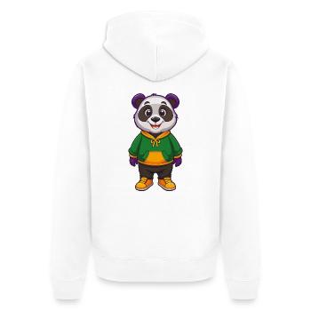 Panda Lustige Kawaii Cartoon Figur Clipart - Unisex Premium Bio Zip Hoodie - Weiß - Hinten - Thijin (182cm)